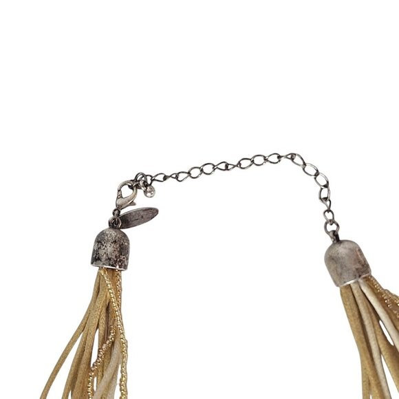 Avenue Multi Strand Seed Beads Boho Leaf Dangles Necklace - Picture 4 of 8